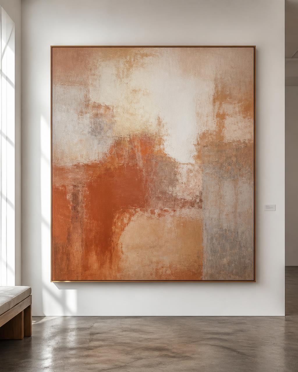 Ember Field — abstract painting in warm terracotta and cream