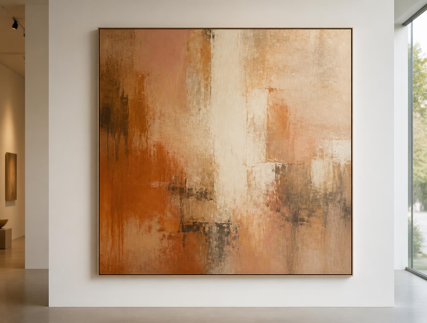 Umbra — large abstract canvas with warm terracotta and cream light